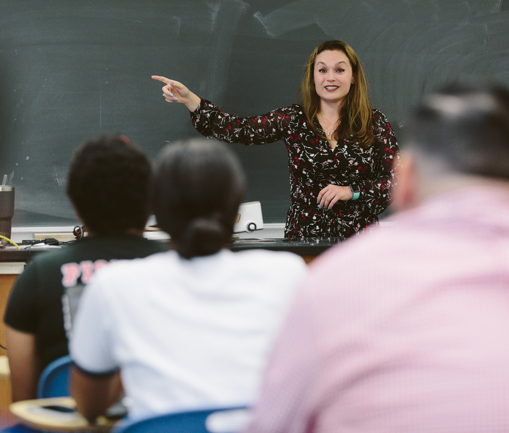 Michelle teaches a class.