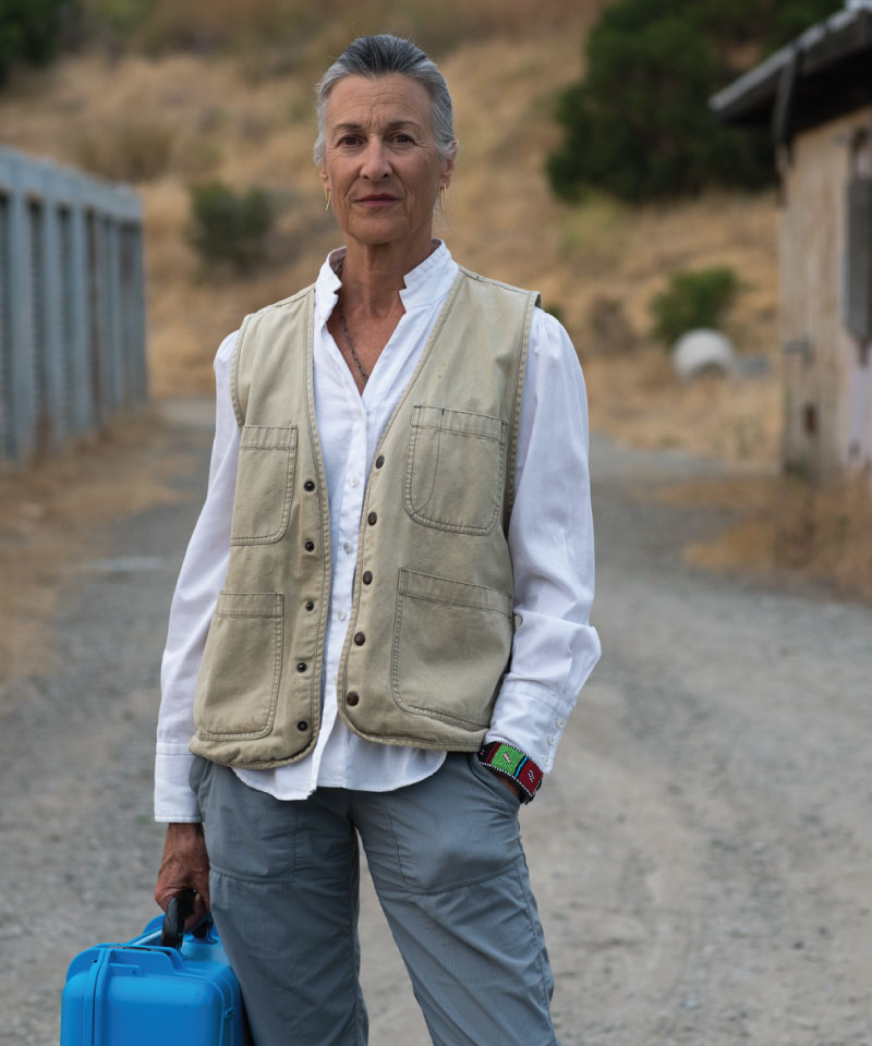 Karina holding a solar suitcase
